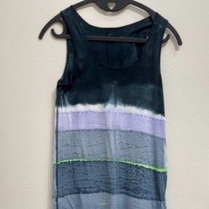 Marika Charles blue dress 2 dyed multi color lightly worn sleeveless slit back